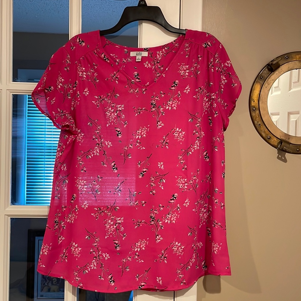 Pink floral blouse